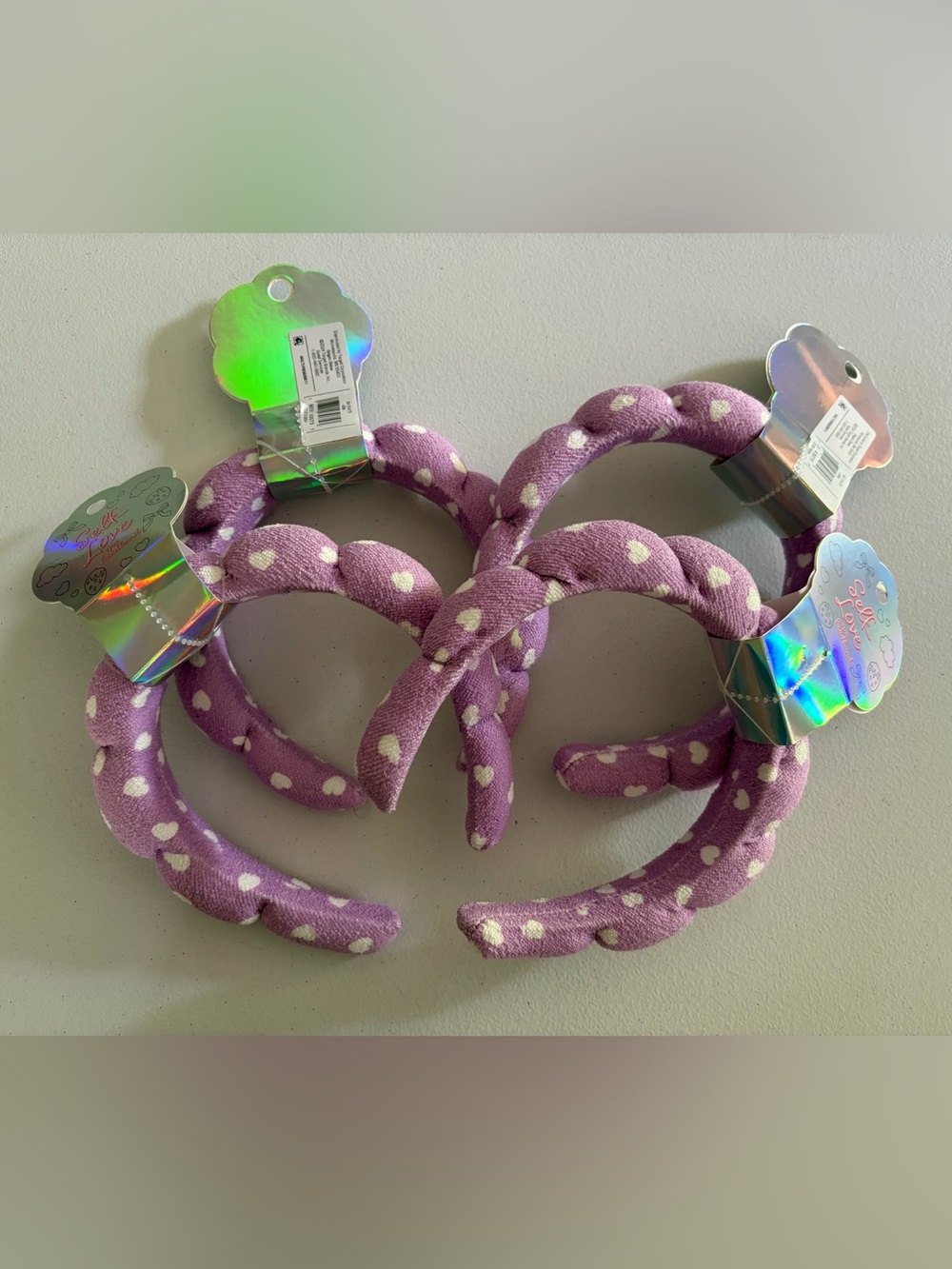 4pc Soft Knot Headbands Purple Heart Print New